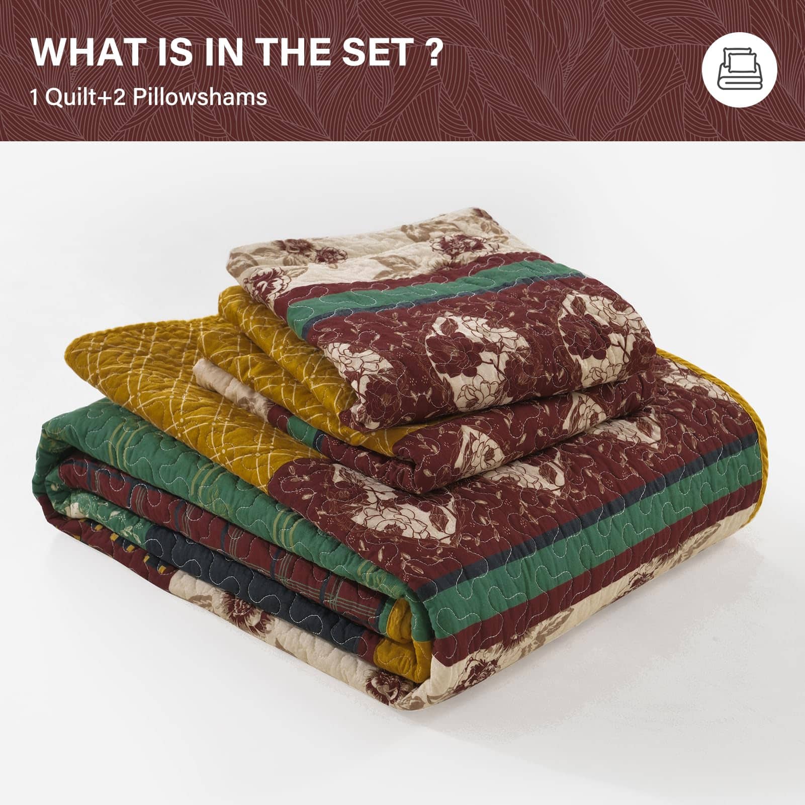 Juego de Edredón King Size SahSahCasa, -Verde Oscuro / Marró - Imagen 8