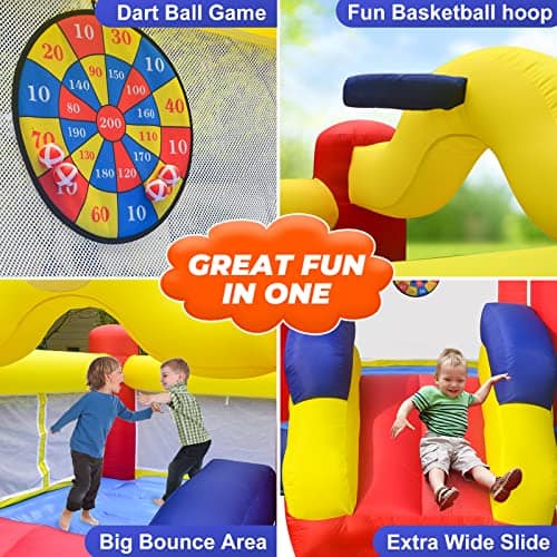 Casa de Rebote Dvreugde con Tobogán Inflable - Juegos para - Imagen 8