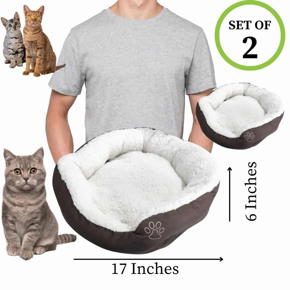 Evelots Cama para Gato, Redonda de Felpa para Gatos de - Imagen 4