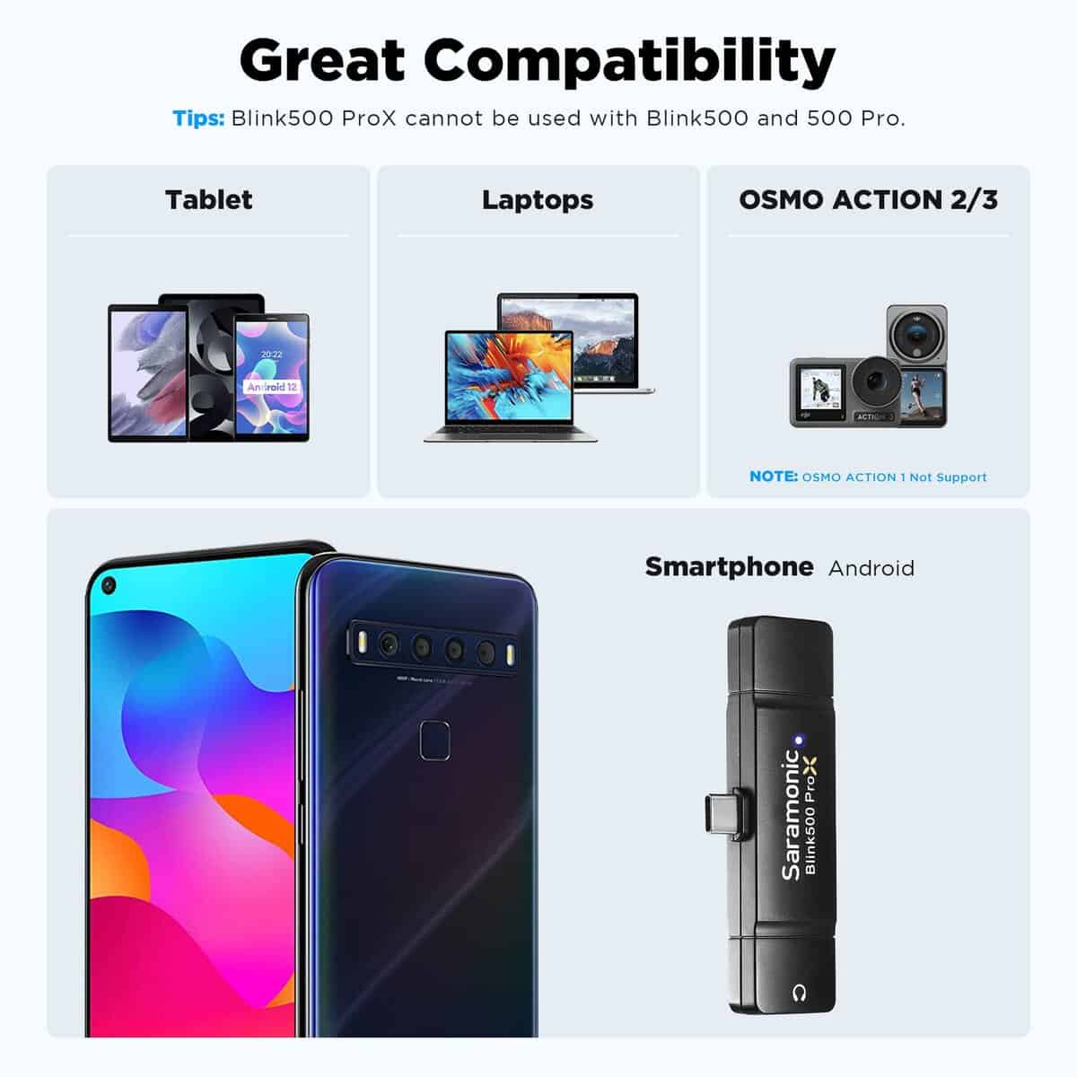 Micrófono Lavalier Inalámbrico Saramonic Blink500 Prox Q6, - Imagen 8