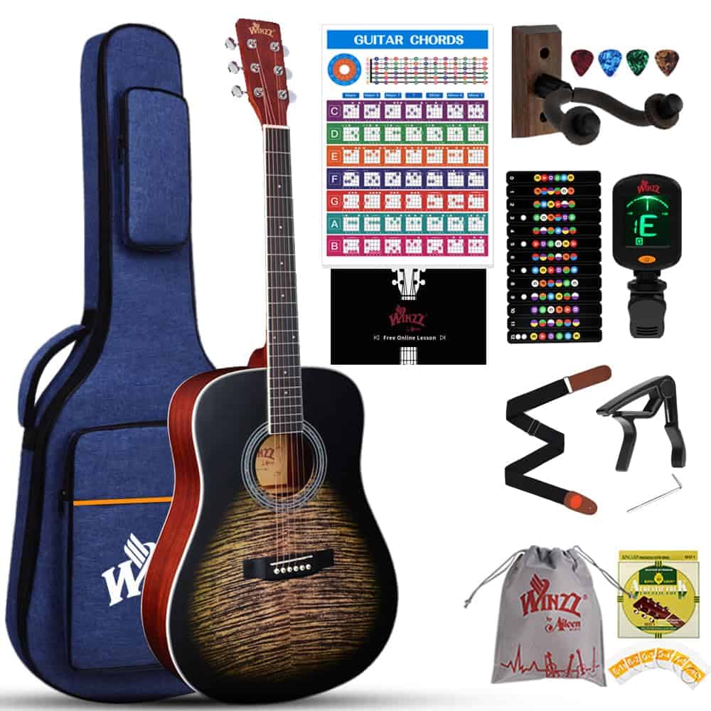 Kit de Guitarra Acústica WINZZ de 41 Pulgadas para