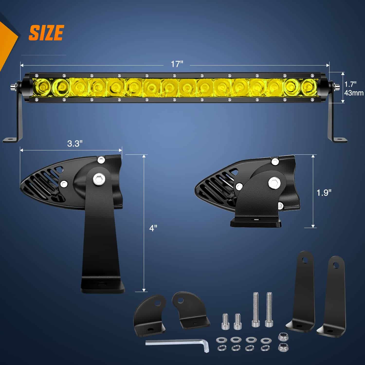 Nilight Barra de luces LED Amarilla 17 pulgadas 80W Super - Imagen 3