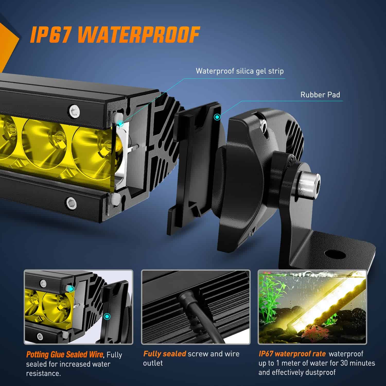 Nilight Barra de luces LED Amarilla 17 pulgadas 80W Super - Imagen 6