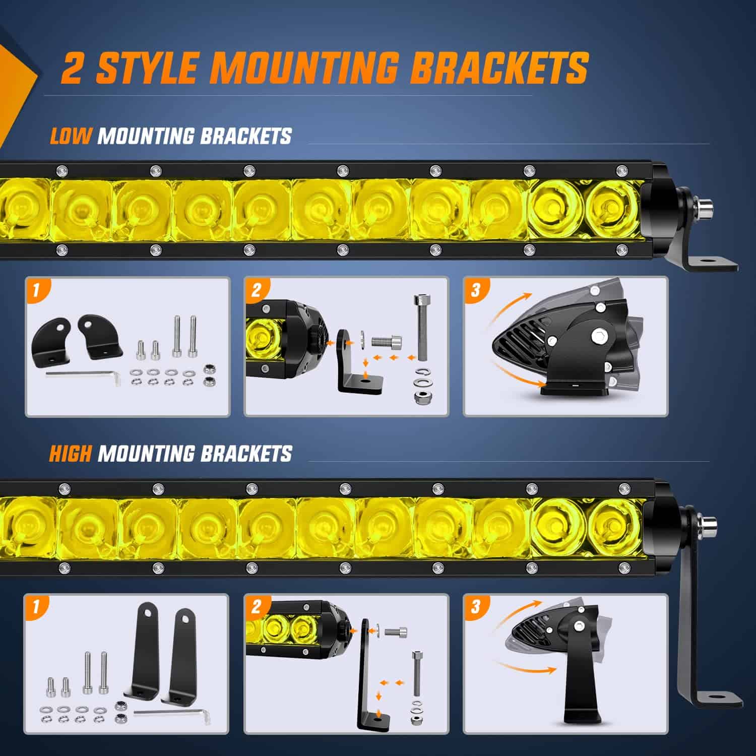 Nilight Barra de luces LED Amarilla 17 pulgadas 80W Super - Imagen 4