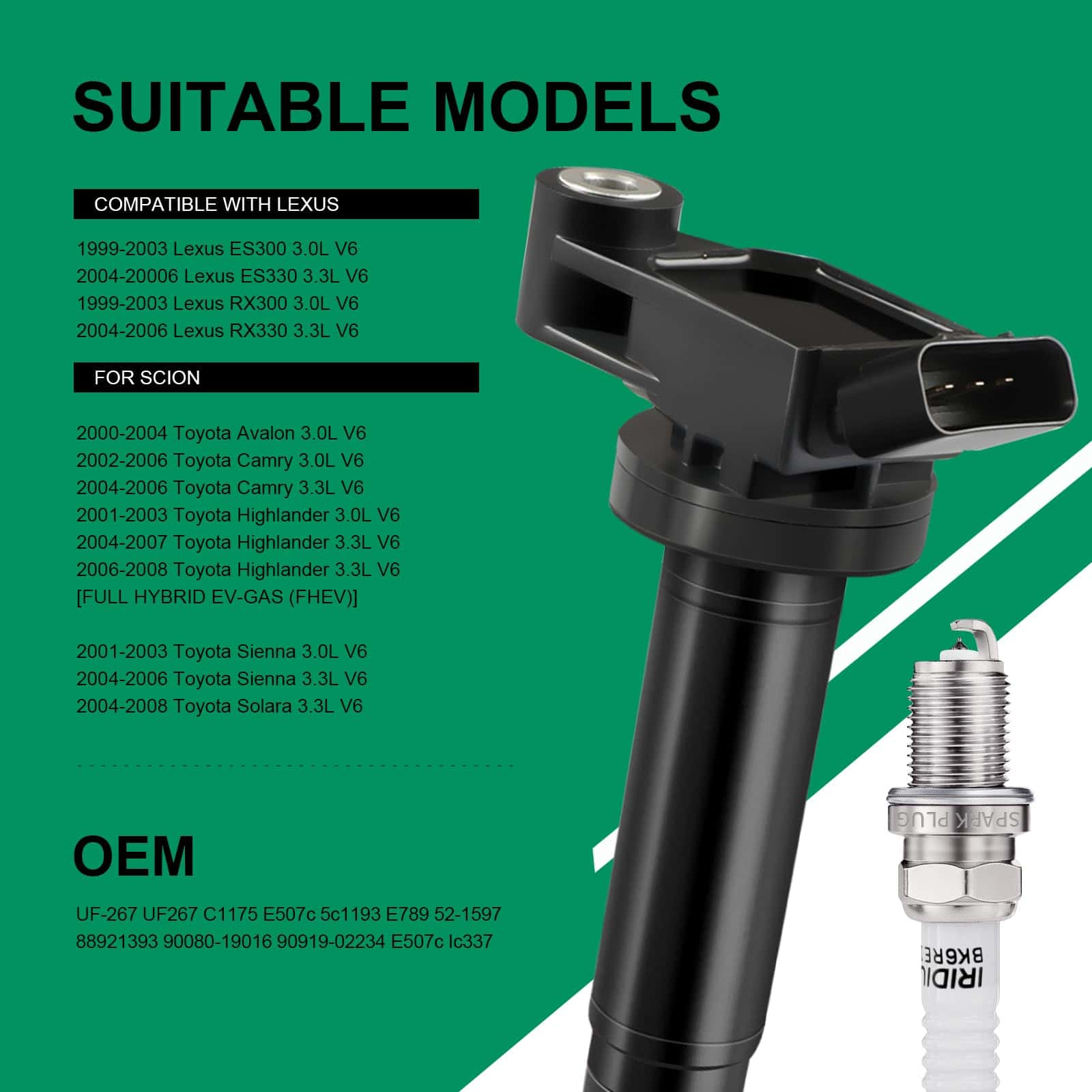 Conjunto de 6 Bobinas de Encendido UF267 y Bujías de - Imagen 3