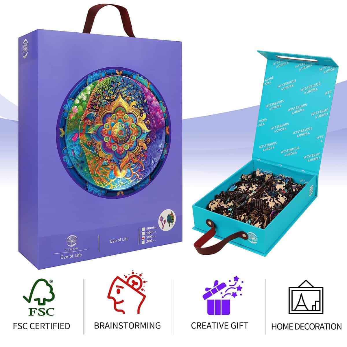 Rompecabezas de madera Mandala de 500 piezas Mys Aurora - Imagen 8