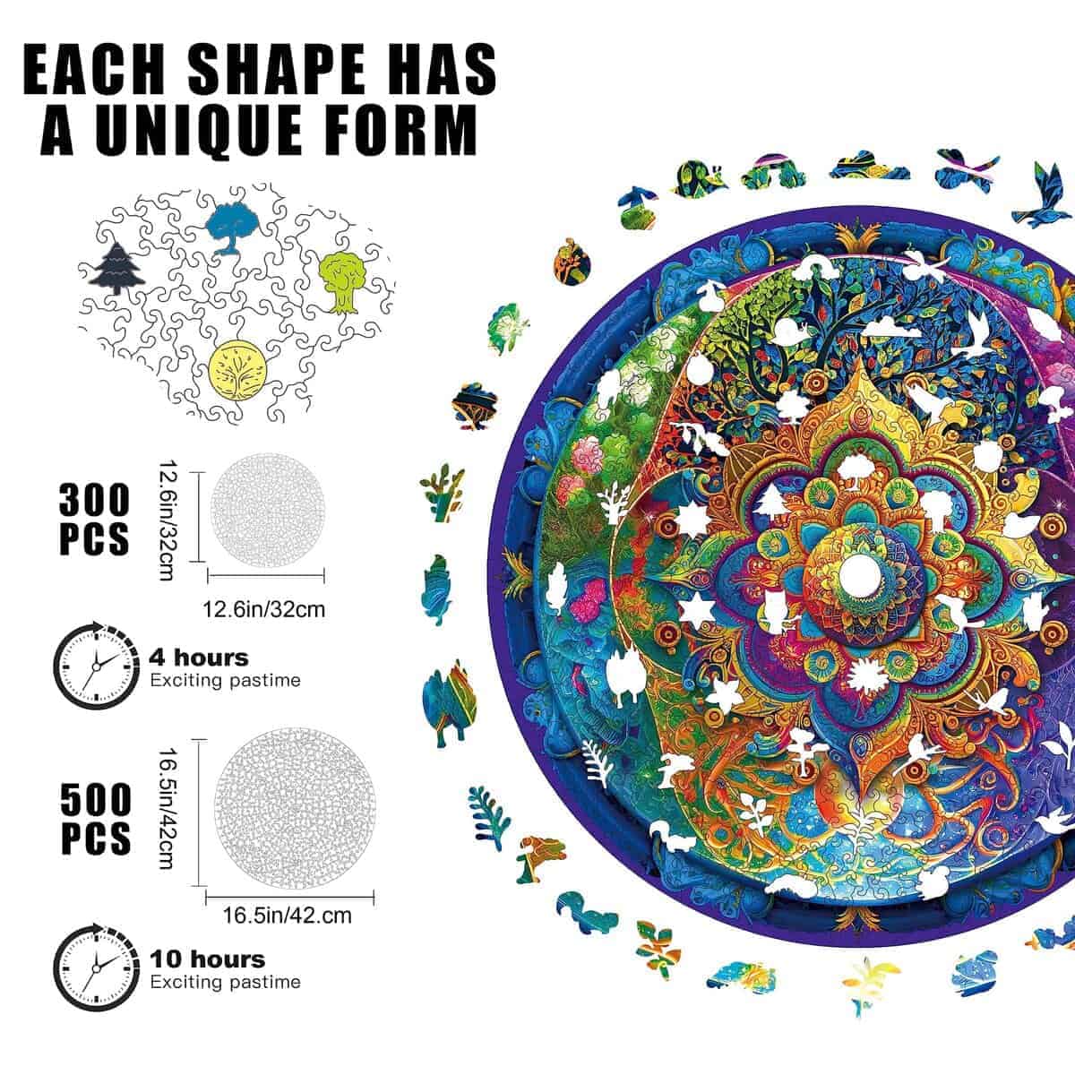 Rompecabezas de madera Mandala de 500 piezas Mys Aurora - Imagen 3