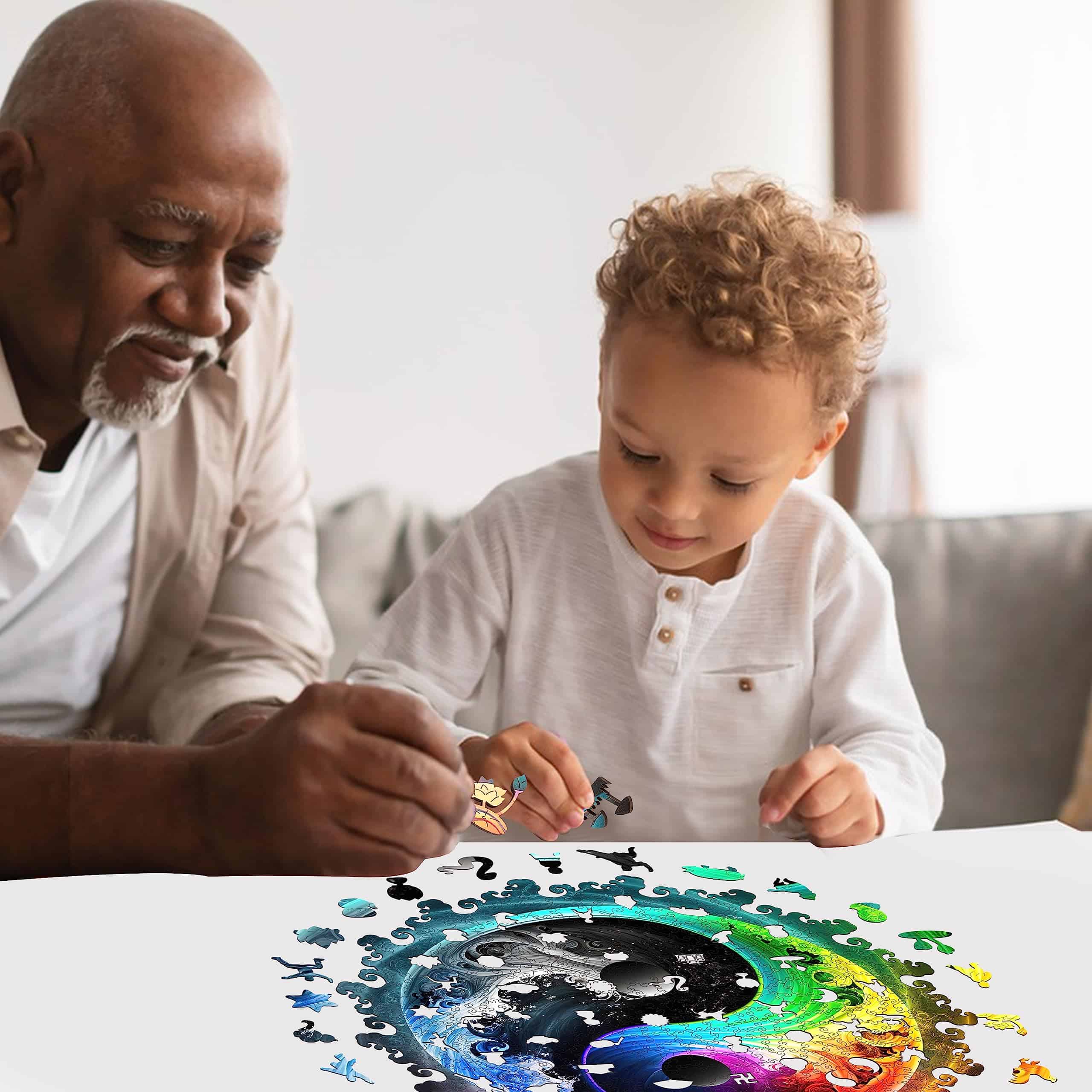 Rompecabezas de madera único Mys Aurora - Yin Yang Mandala, - Imagen 8