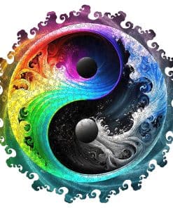 Rompecabezas de madera único Mys Aurora - Yin Yang Mandala,