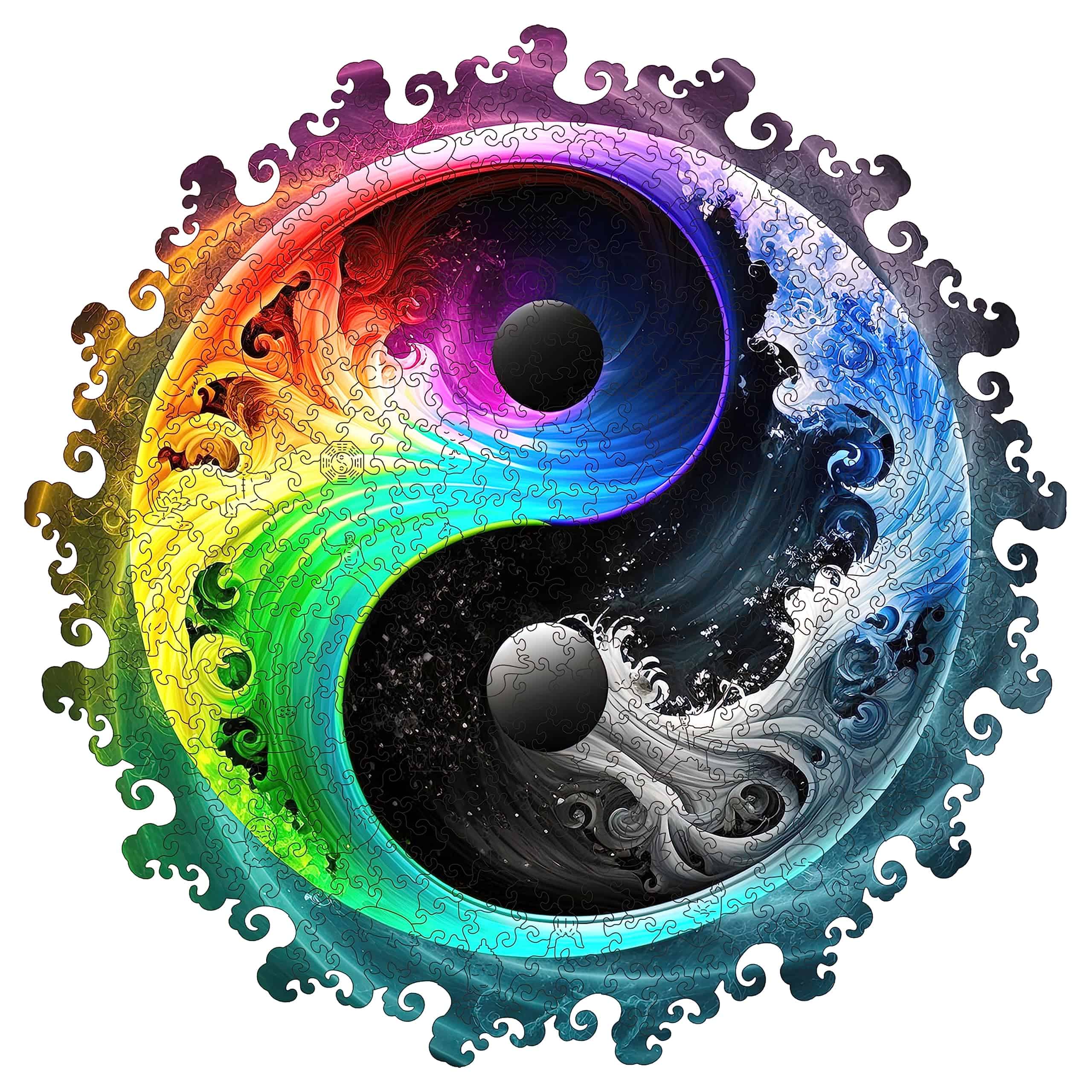 Rompecabezas de madera único Mys Aurora - Yin Yang Mandala,