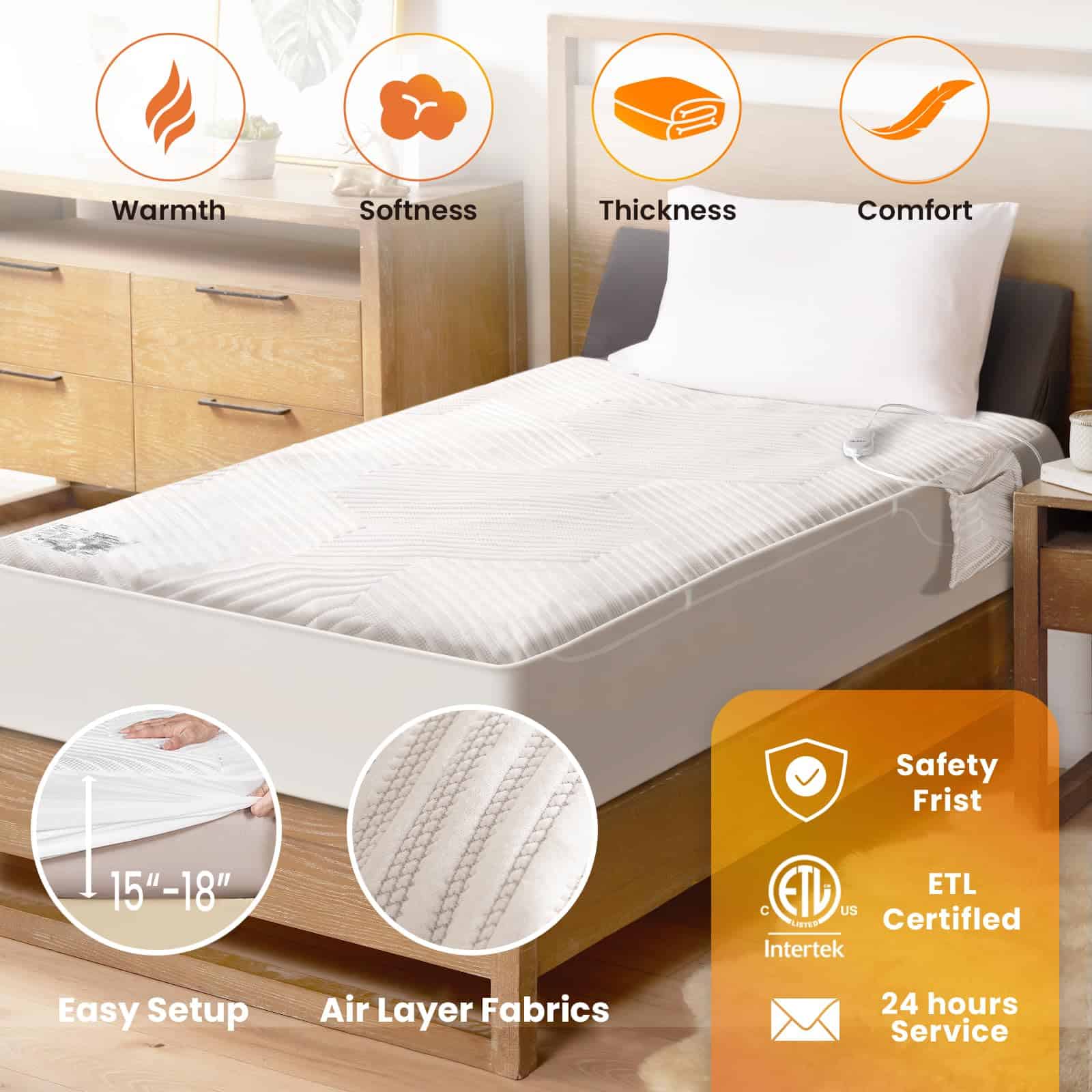 Cubrecama Eléctrico Tamaño Individual Twin con Control - Imagen 4