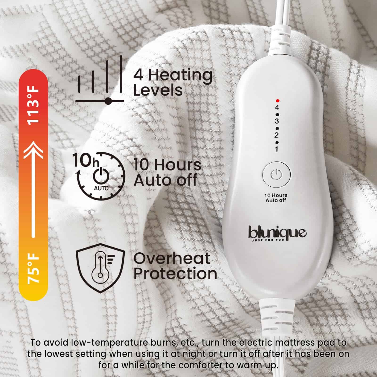 Cubrecama Eléctrico Tamaño Individual Twin con Control - Imagen 5
