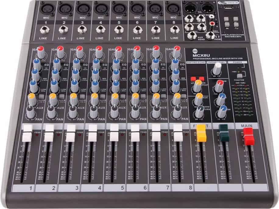 Consola de Mezcla Profesional de 8 Canales CMX Audio MCX8U;