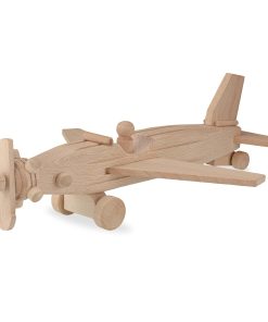 Avión de madera VESPLO, madera sin acabado, juguete de