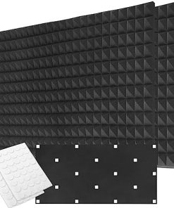 Paquete de 4 paneles de espuma acústica piramidal, 48 x 24