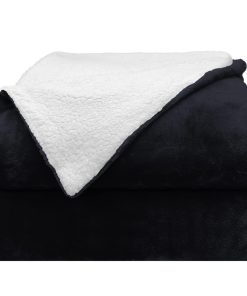 Manta Reversible de Franela y Sherpa Comfort -Azul Marino