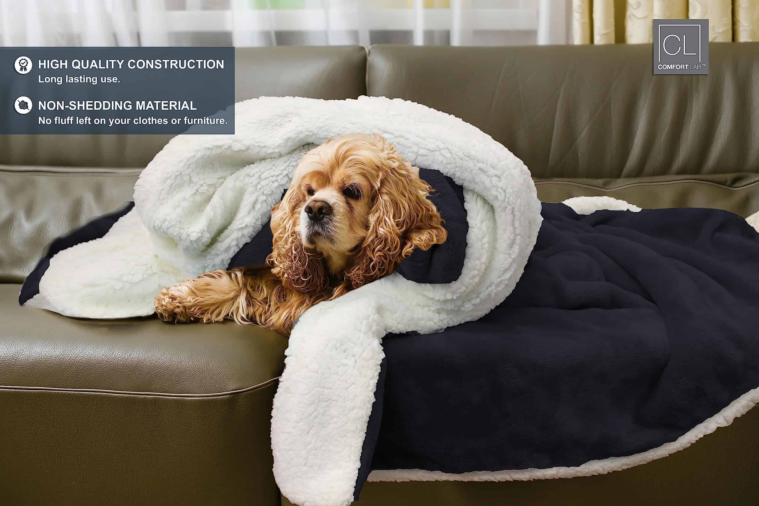 Manta Reversible de Franela y Sherpa Comfort -Azul Marino - Imagen 5