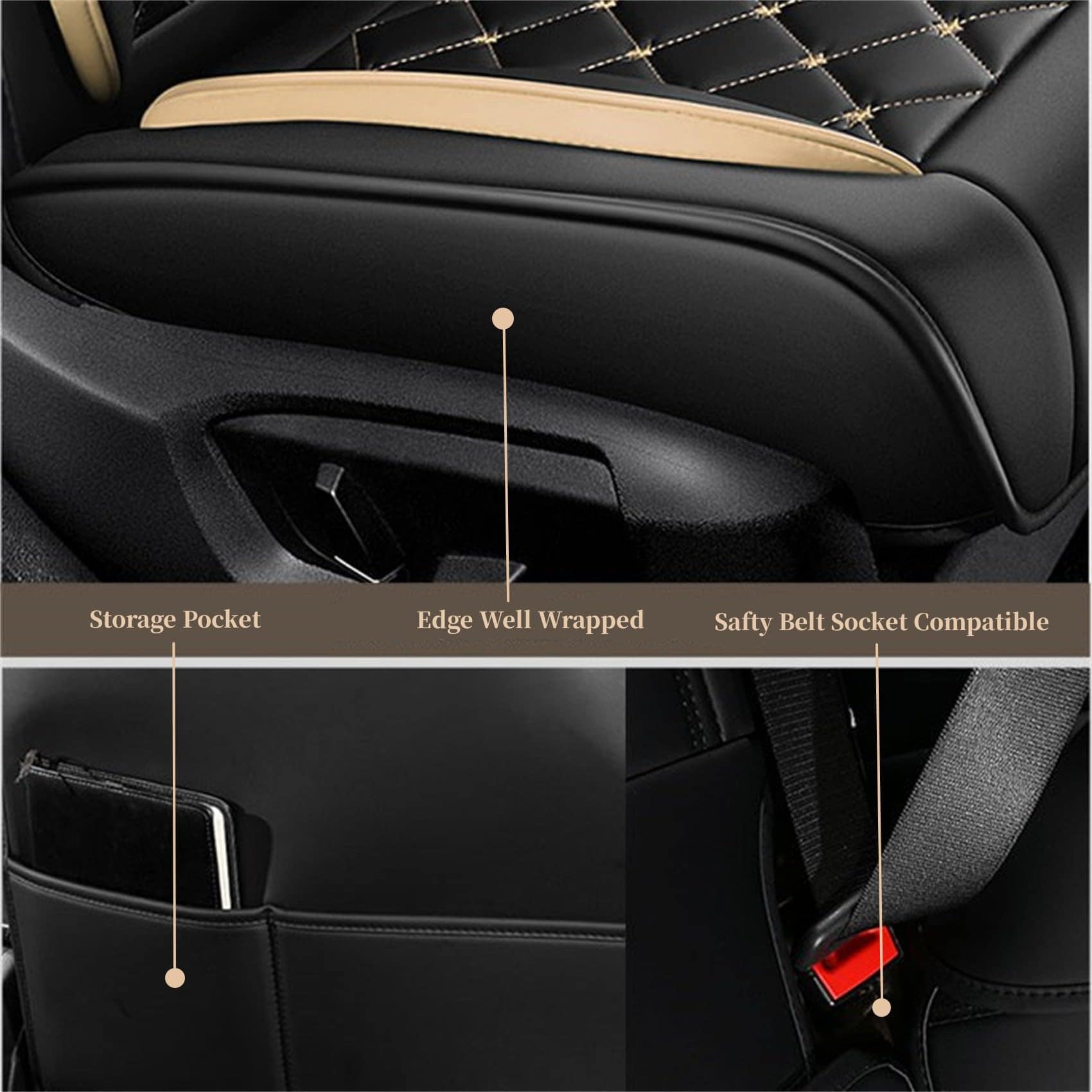 Protectores de Asiento de Cuero Antideslizante Impermeable - Imagen 5