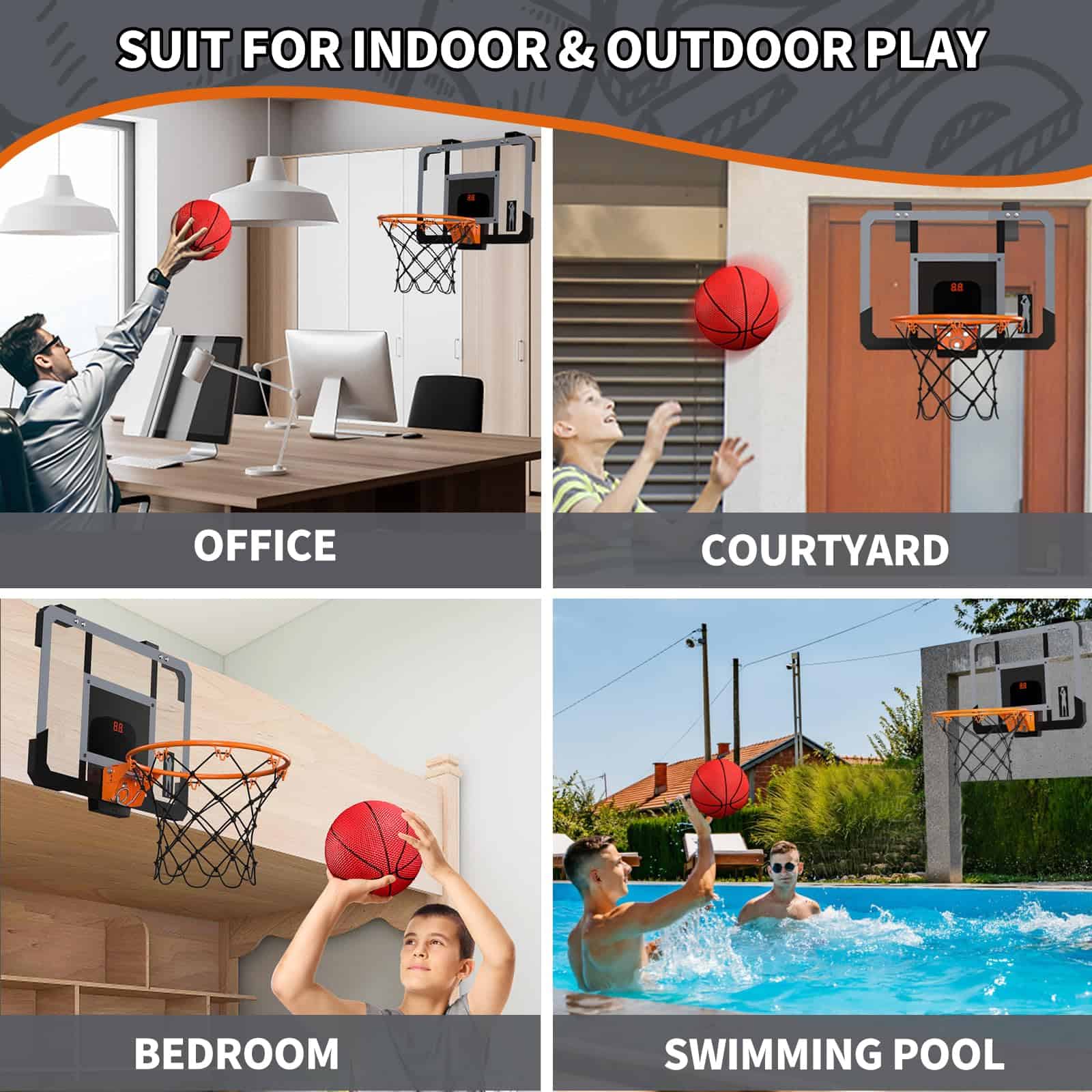 Tabla de Baloncesto Electrónica Mini con Marcador, Tablero - Imagen 4