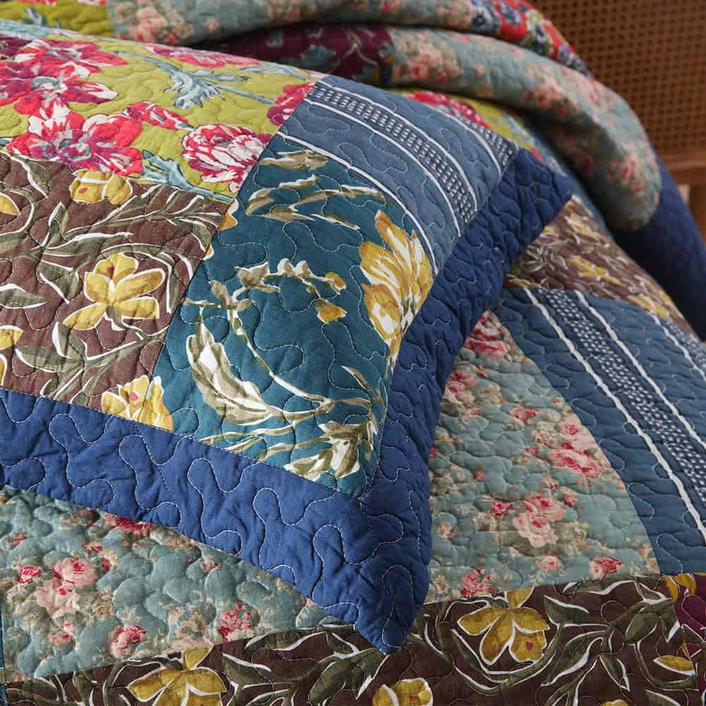 Juego de Colchas y Edredones Reversibles -Azul Vintage Flora - Imagen 8