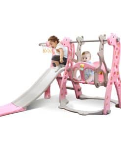 Juego de Columpio y Tobogán 4 en 1 para Niños, Tobogán de