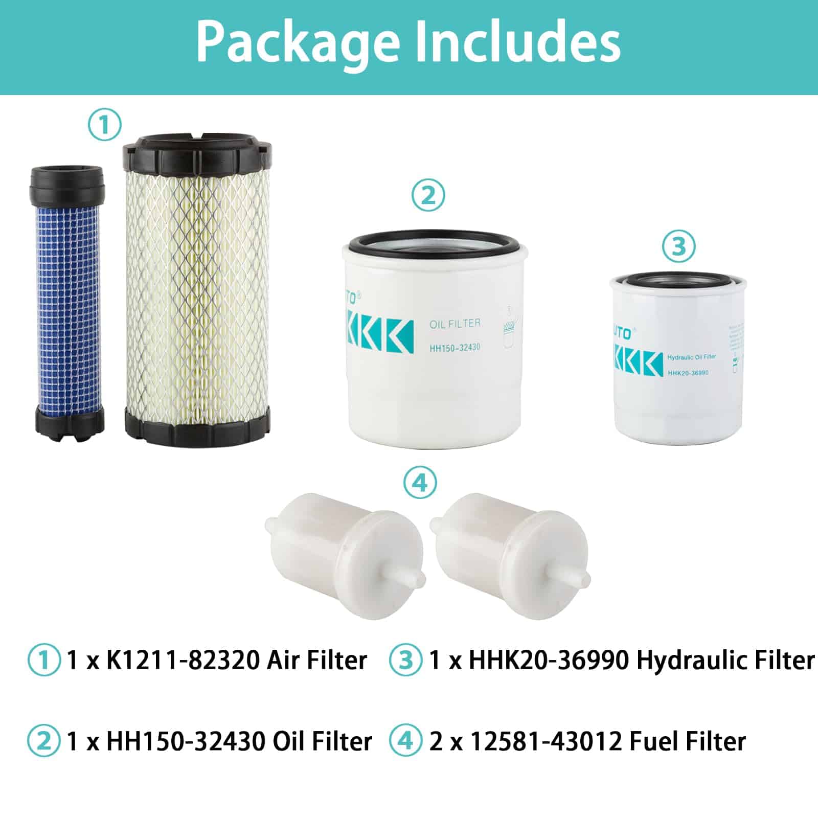 Kit de Filtro GETOPAUTO HH150-32430 K1211-82320 12581-43012 - Imagen 3
