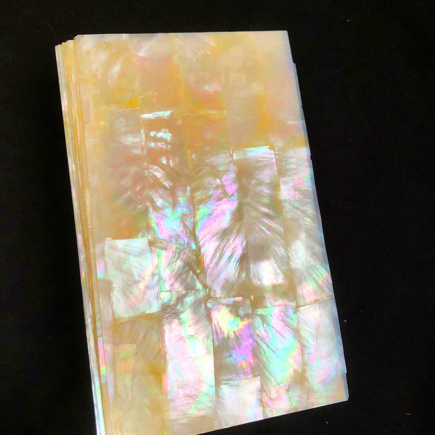 Lámina de chapa adhesiva de concha de madreperla dorada - Imagen 5