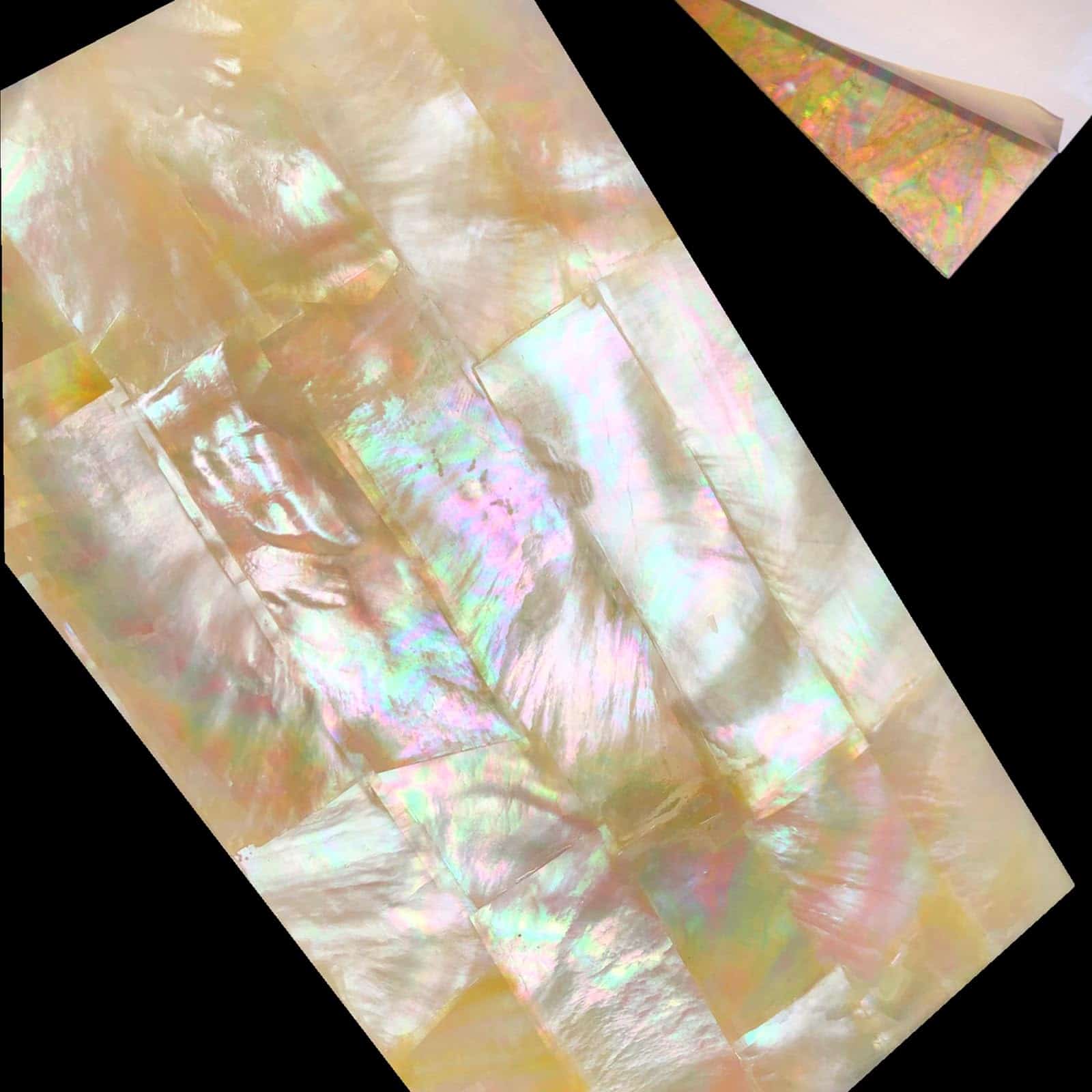 Lámina de chapa adhesiva de concha de madreperla dorada