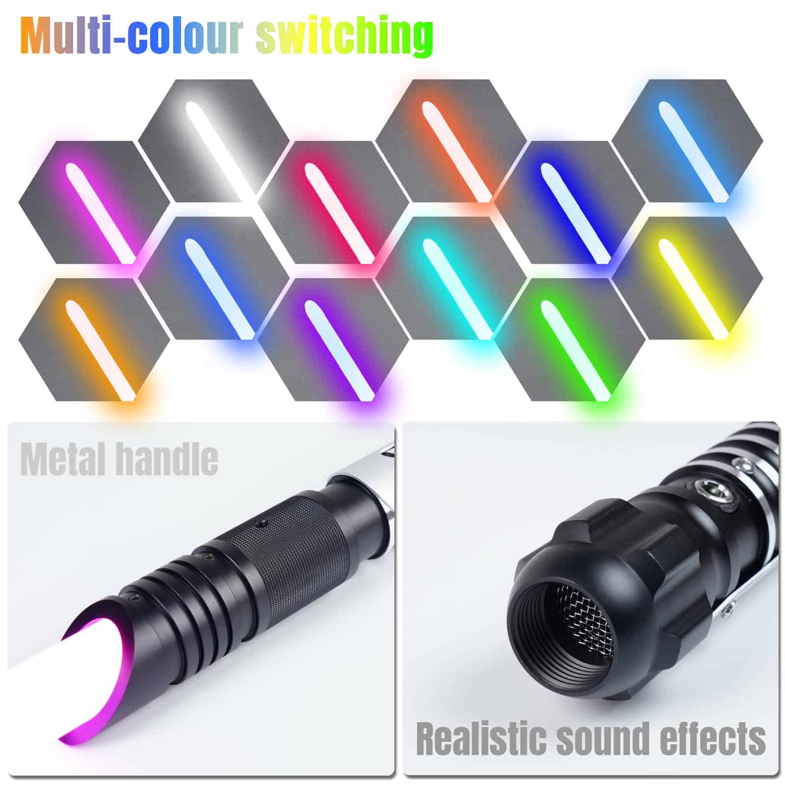 Sable de Luz Recargable RGB para Duelo con LED, Mango de - Imagen 4