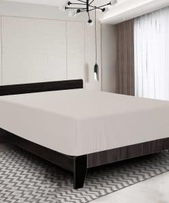 Sábana Ajustable de 1000 Hilos de Algodón -Beige Claro