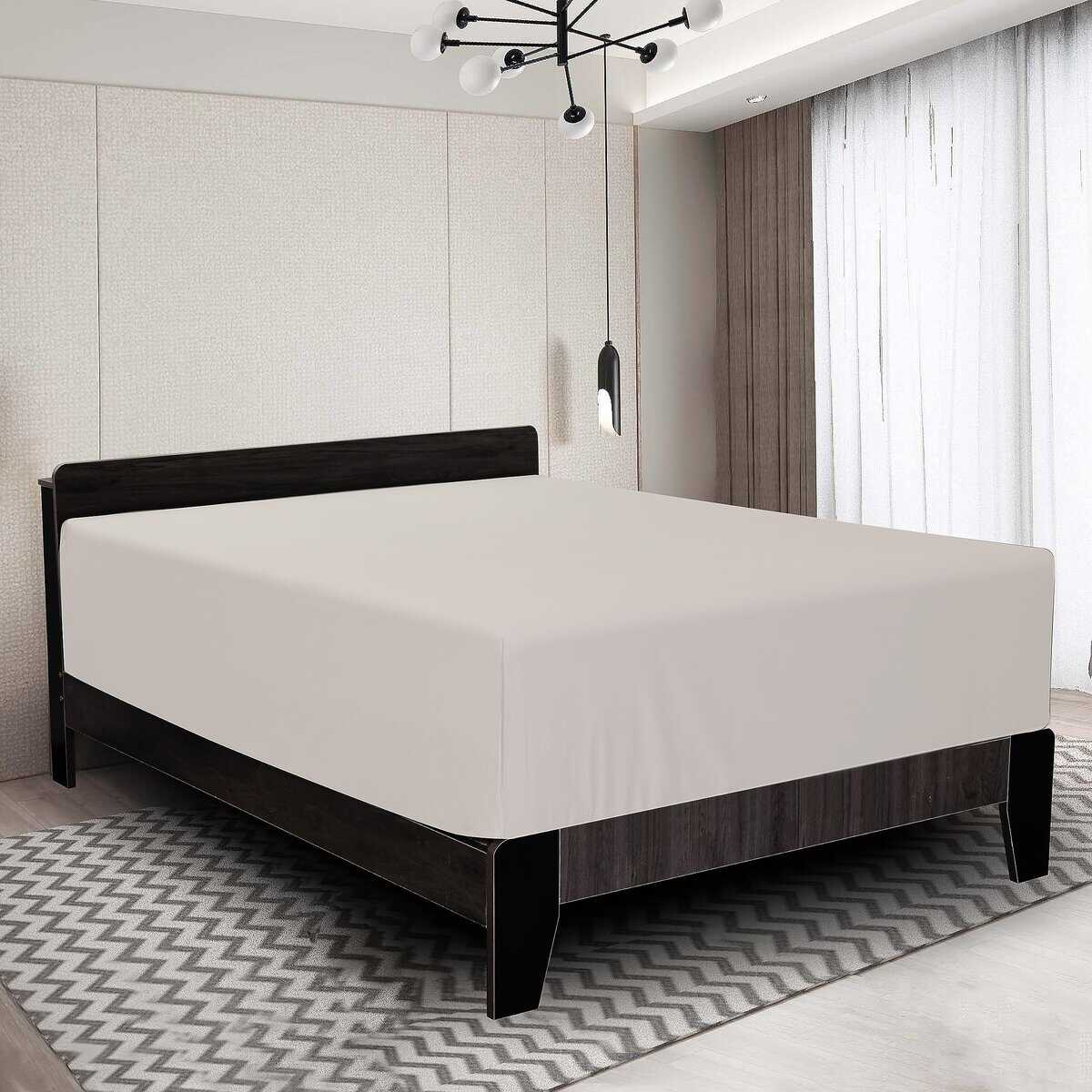 Sábana Ajustable de 1000 Hilos de Algodón -Beige Claro