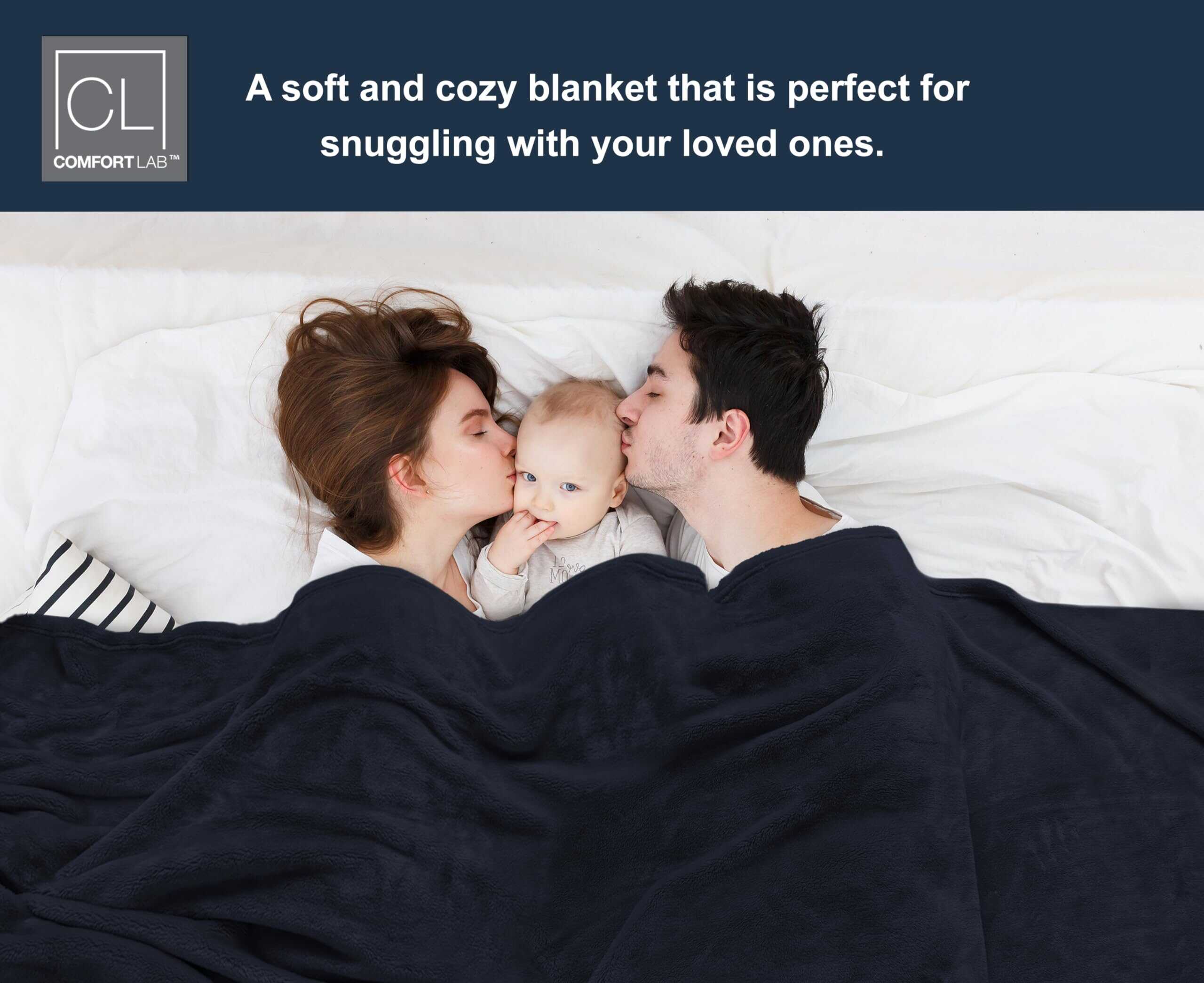 Manta de cama de franela Comfort Lab - Suave, -Azul marino - Imagen 3