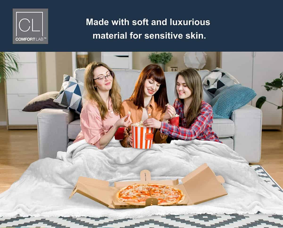 Manta Reversible de Franela y Sherpa de Comfort Lab - - Imagen 7