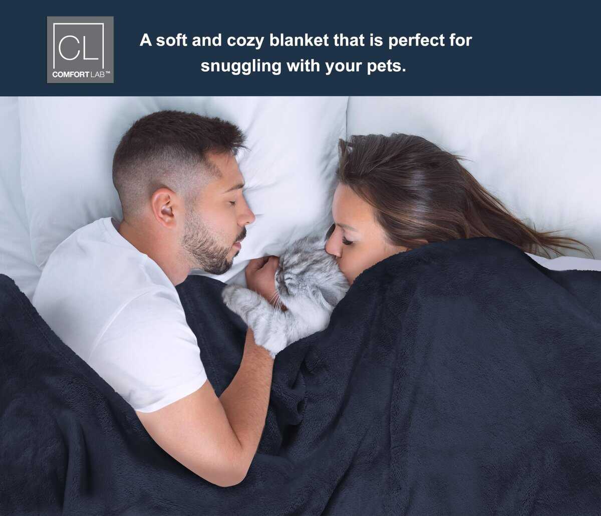 Manta de Cama de Franela Suave Comfort Lab - -Azul Marino - Imagen 3