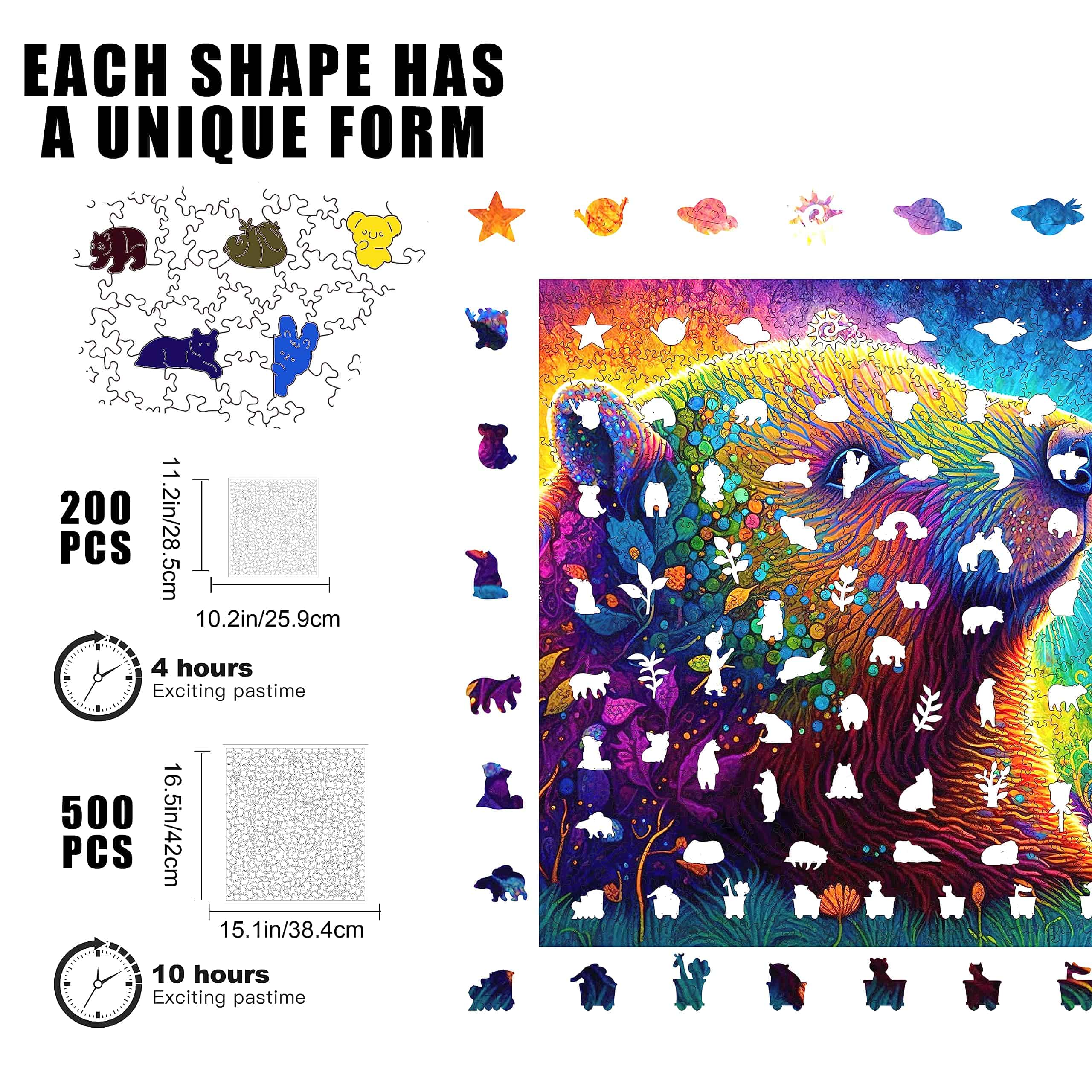 Rompecabezas de Madera Único Mys Aurora - Oso Aurora, 500 - Imagen 3
