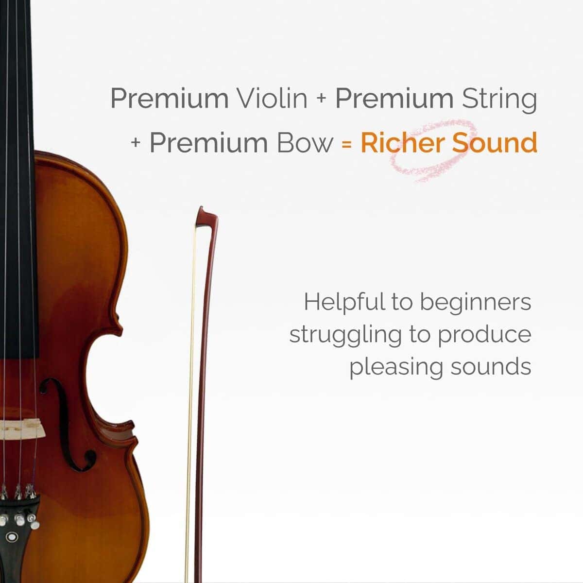 Set de Violín CLAVIO 4/4 Tamaño Completo, 3/4 Tamaño Violín - Imagen 7