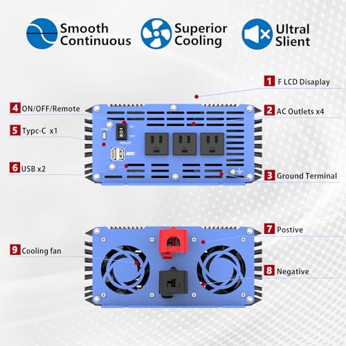 Inversor de Onda Sinusoidal Pura 3000 Vatios Pro, para - Imagen 3