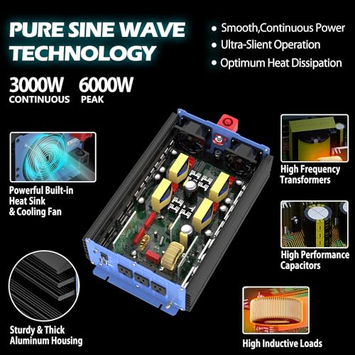 Inversor de Onda Sinusoidal Pura 3000 Vatios Pro, para - Imagen 6
