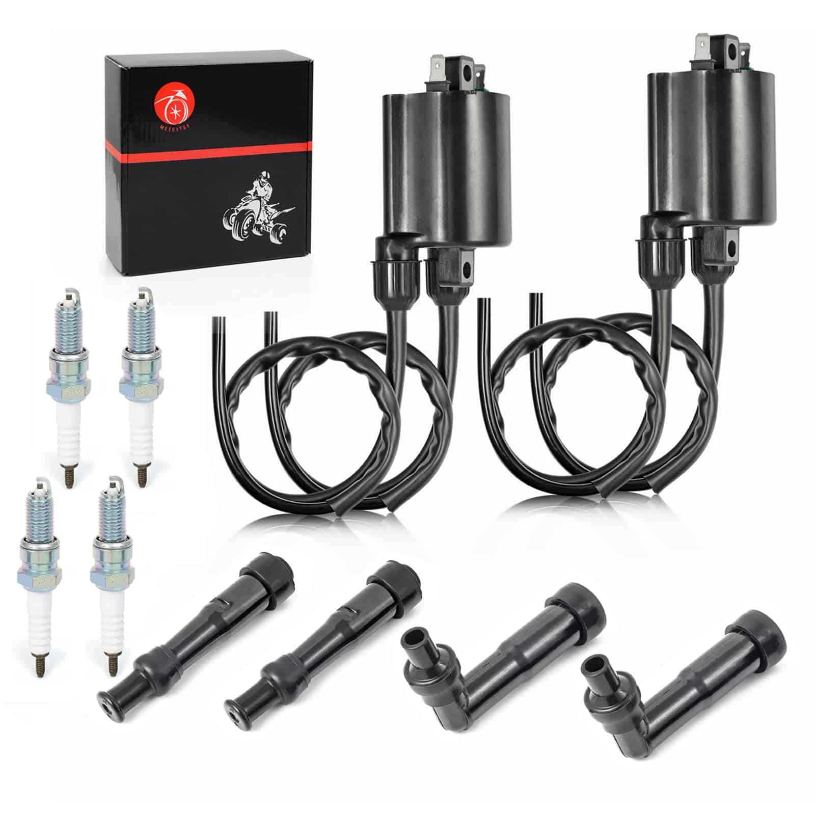 Paquete de Bobina de Encendido MOTO1988 R+L + bujía + Cap