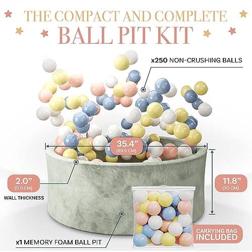 Piscina de Pelotas, 250 Pelotas para Niños de 1-3 Años, - Imagen 6