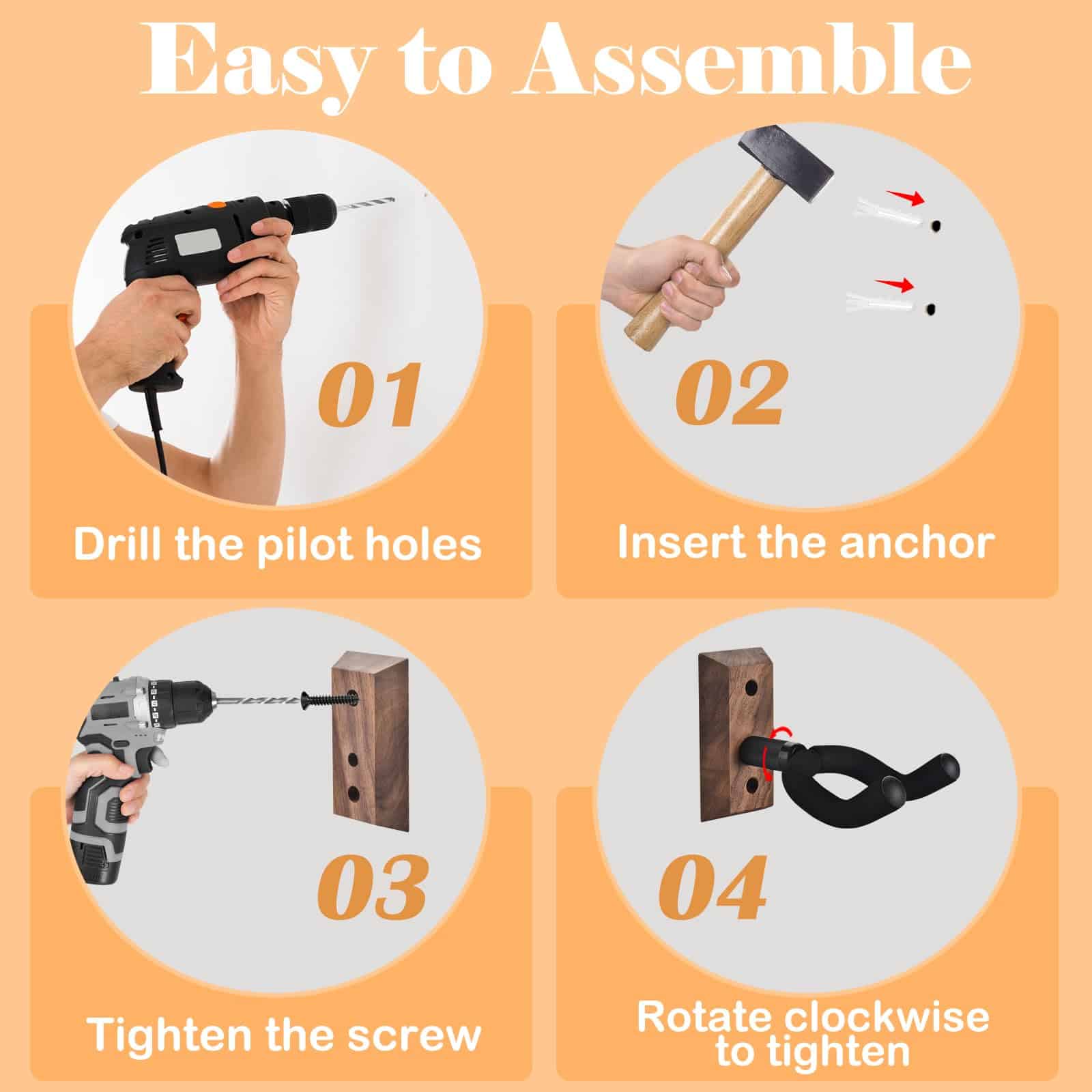 Soporte de pared para guitarra MOREYES, paquete de 4, - Imagen 7