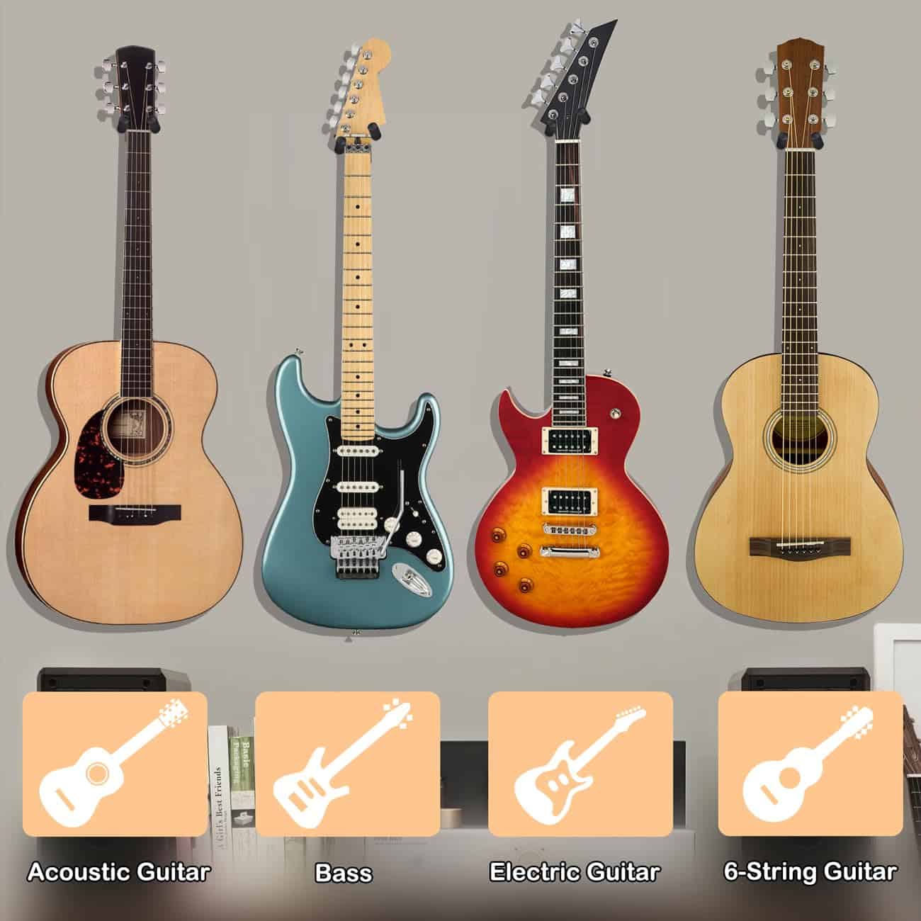 Soporte de pared para guitarra MOREYES, paquete de 4, - Imagen 5