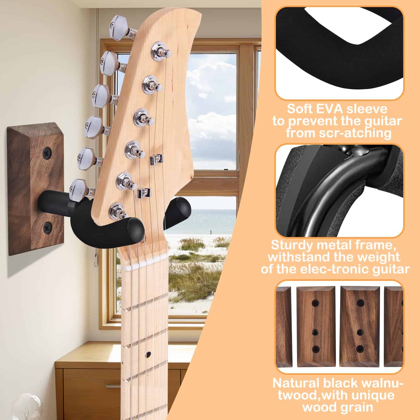 Soporte de pared para guitarra MOREYES, paquete de 4, - Imagen 6