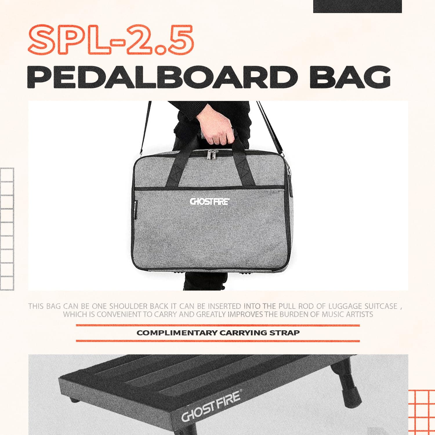 Bolso de pedalera para guitarra Ghost Fire, bolsa de - Imagen 4