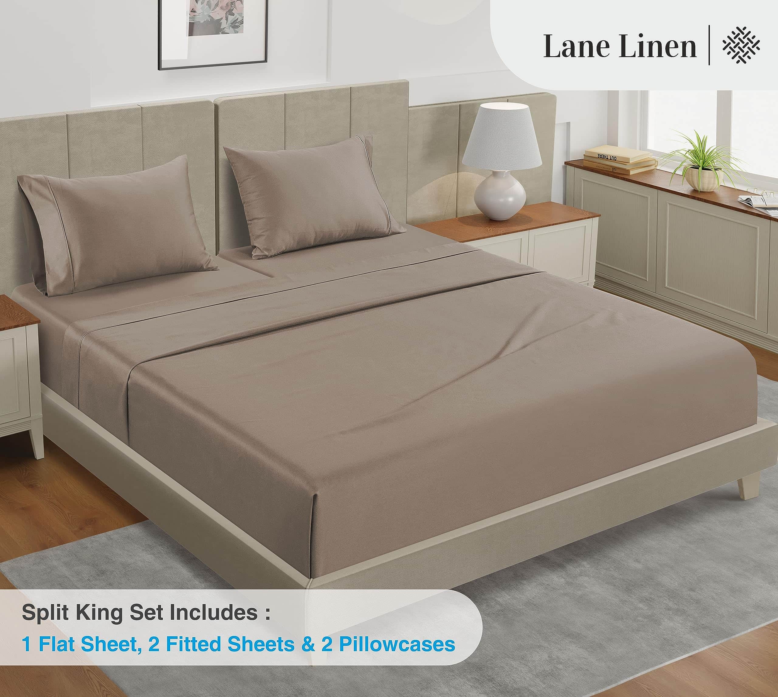 Juego de sábanas LANE LINEN Split King para -Taupe - Imagen 3