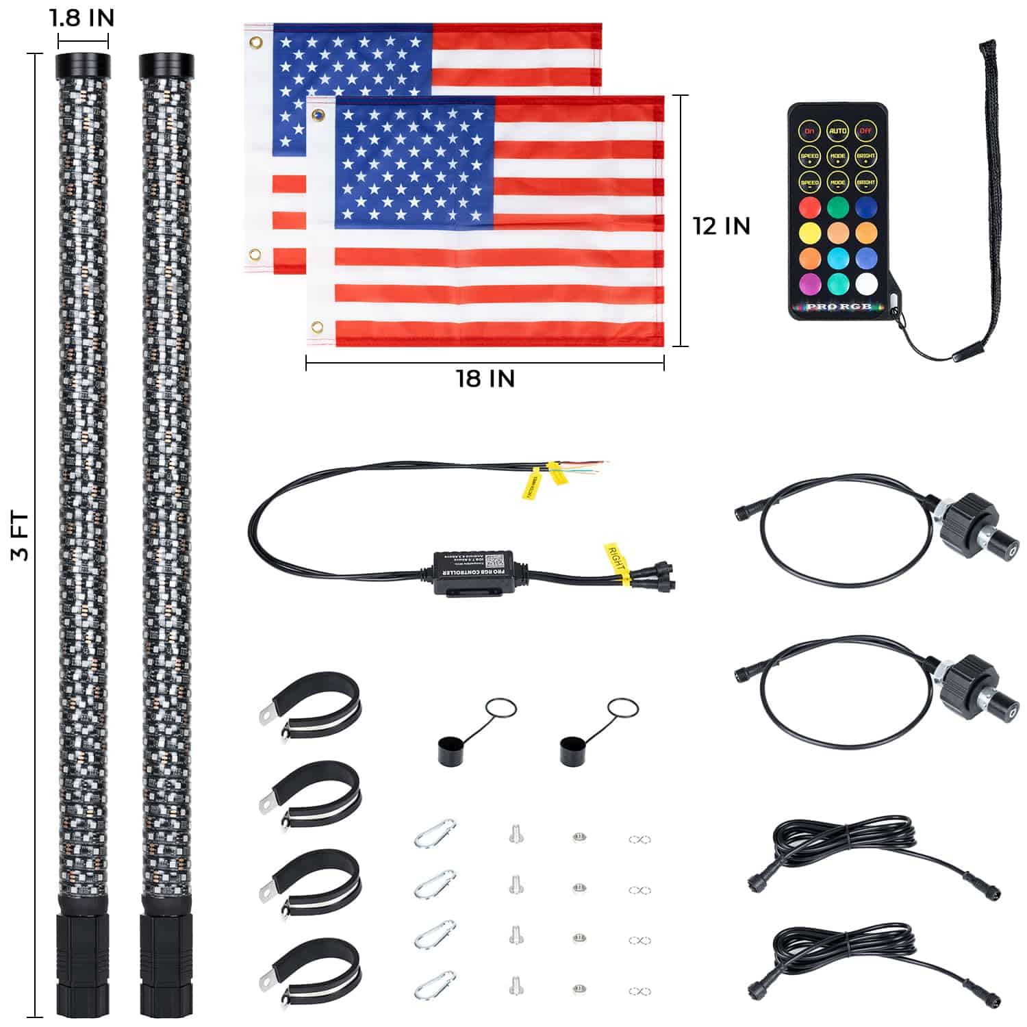 Omotor 2pcs 3FT Fat Whip Lights con Bluetooth y Control - Imagen 8