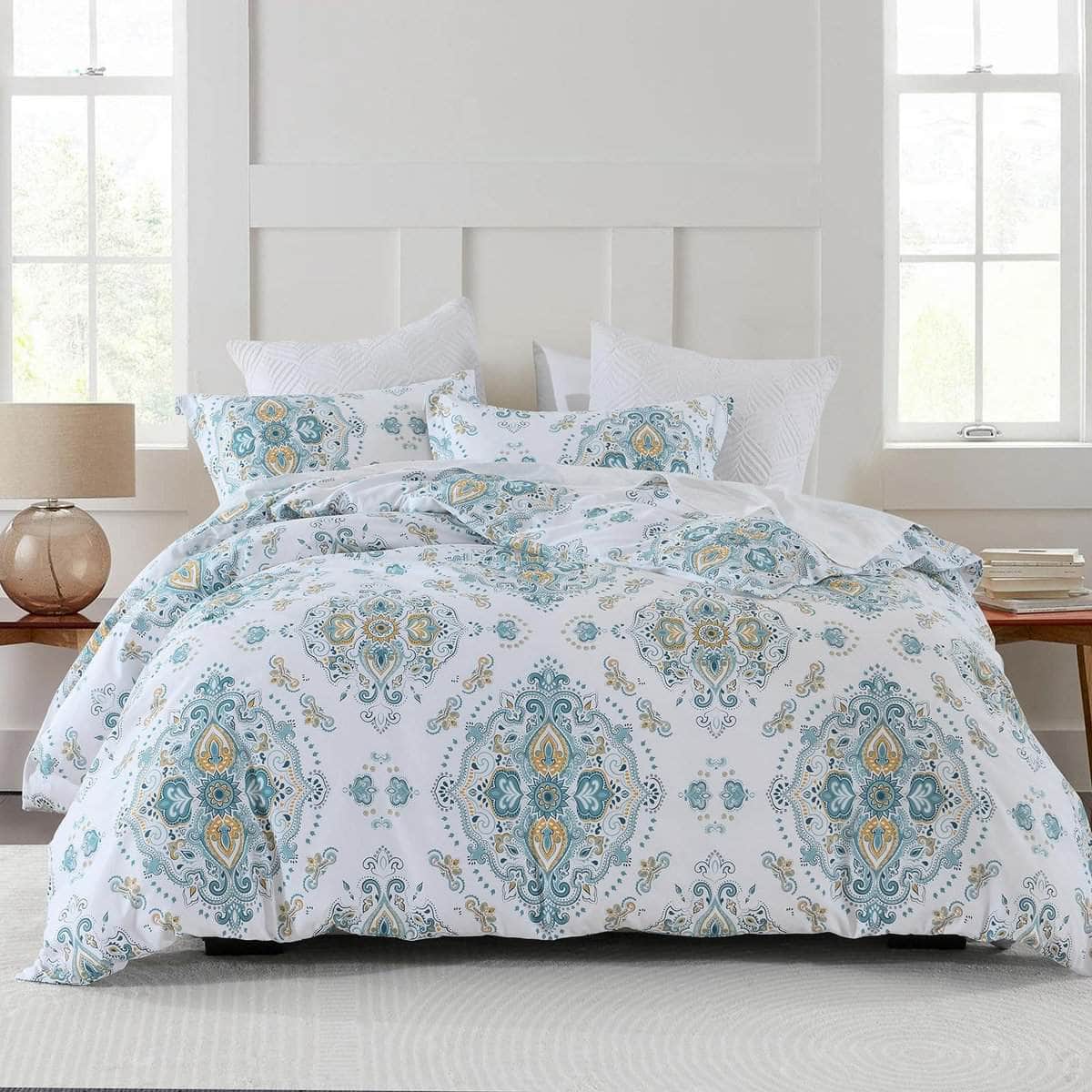 Quilta Funda de Edredón de Algodón King - Juego de Funda de