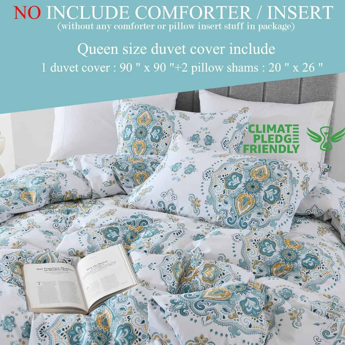 Funda de edredón de algodón Quilta Queen - -Blanco/Azul - Imagen 7