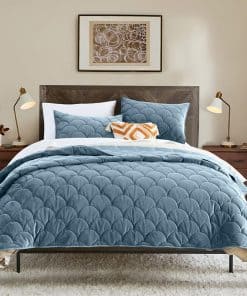 Juego de Edredón de Terciopelo HORIMOTE HOME -Azul