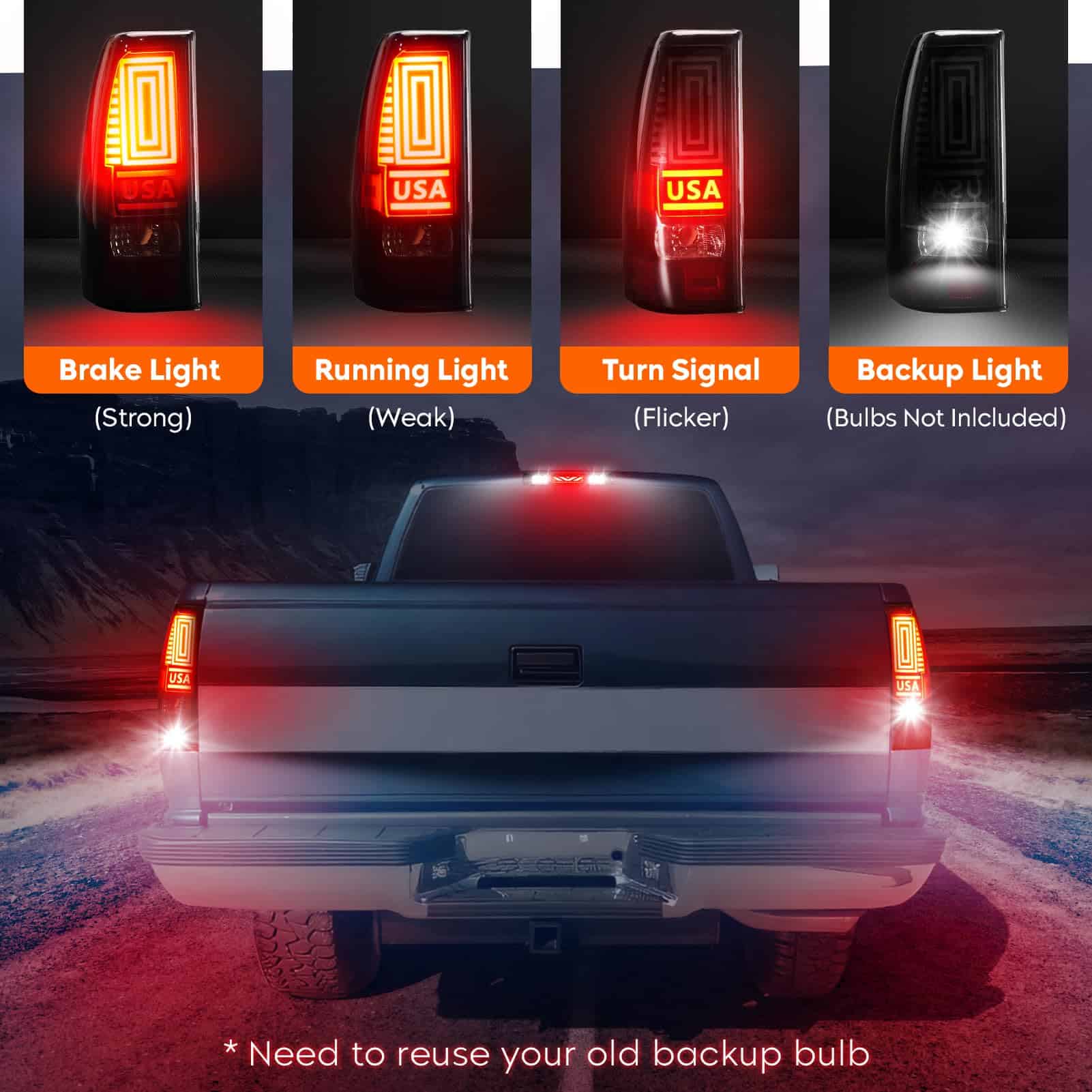 Tresound Luz Trasera + Tercera Luz de Freno para Chevy - Imagen 3